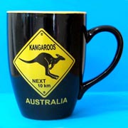 Mug - Roadsign Kangaroo Black/Yellow